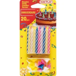 Kim Play 20 Bougies Multicolores- Anniversaire