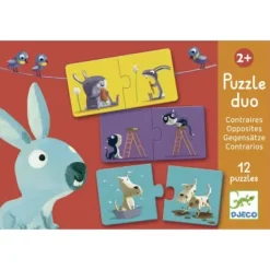 Djeco Puzzle Bébé / Enfant|12 Puzzles 2 Pieces Contraires