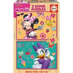 Educa Puzzles Bois|2 Puzzles En Bois De 16 Pieces Minnie