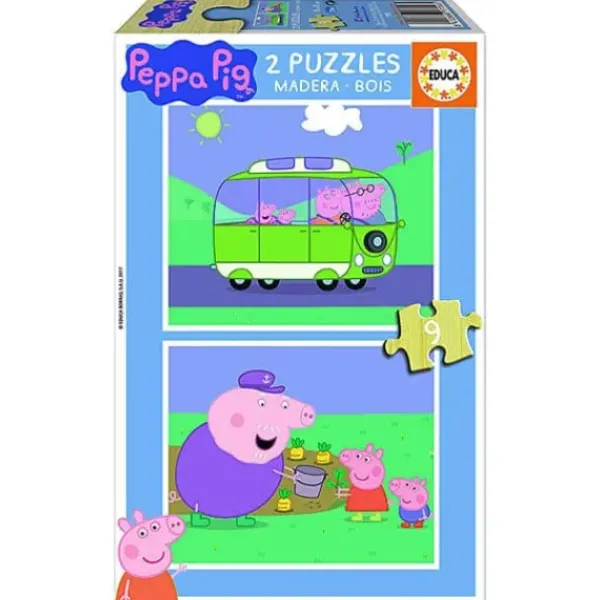 Educa Puzzles Bois|2 Puzzles En Bois De 9 Pieces Peppa Pig