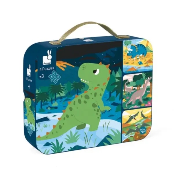Janod Puzzle Bébé / Enfant|4 Puzzles Evolutifs Dinosaures