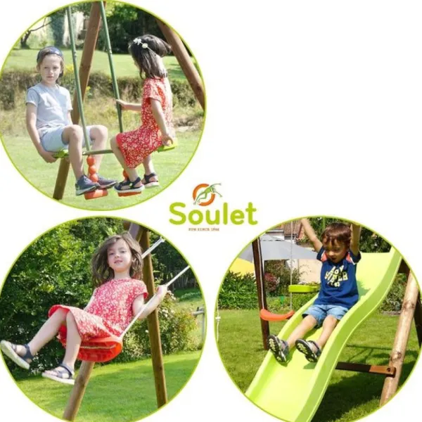 Soulet Aire De Jeux Avec Toboggan Menthe- Balancoires Et Portiques