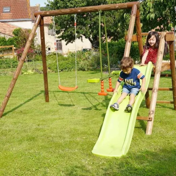 Soulet Aire De Jeux Avec Toboggan Menthe- Balancoires Et Portiques