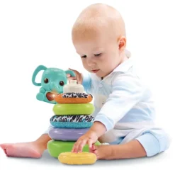 VTech Anneaux A Empiler - Nino, Elephanteau Empilo 3 En 1- Jouets À Emboîter, À Empiler