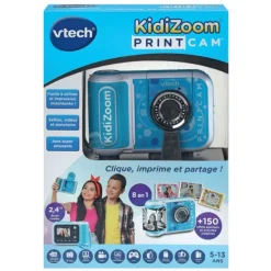 VTech Appareil Photo Bleu Avec Impression Instantanee - Kidizoom Print Cam- Appareils Photo Et Camera