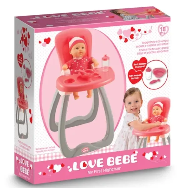LOVE BEBE Accessoires Poupons|Chaise Haute De Poupon 55 Cm