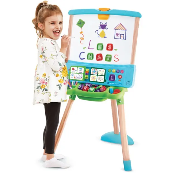 VTech Chevalet En Bois 3 En 1 - Magi Chevalet Magneti'Lettres- Tableaux, Ardoises