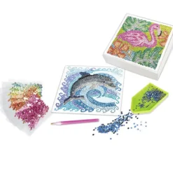 Sentosphere Coffret A Diamanter - Animaux Exotiques- Mosaïque, Sable Et Paillettes