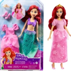 Mattel Poupées|Coffret Poupee Ariel 2 En 1 - Disney Princesses