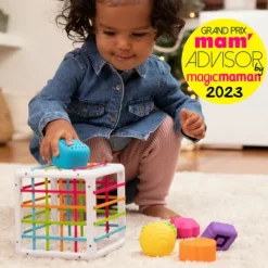 Fat Brain Toys Cube A Formes Sensorielles Inny Bin- Jouets À Emboîter, À Empiler