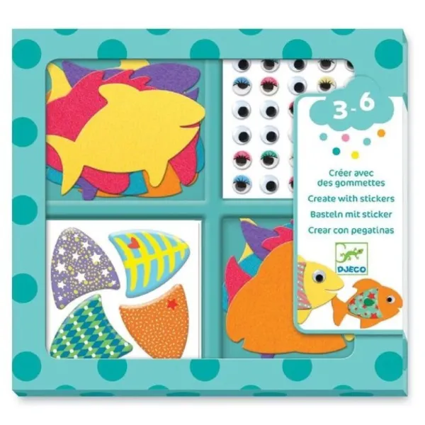 Djeco Gommettes J'Aime Les Poissons- Découpage, Collage, Pliage