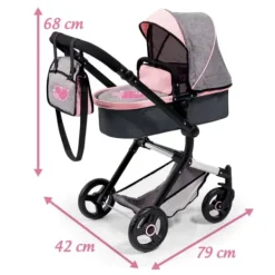 LOVE BEBE Accessoires Poupons|Landau Combine 2 En 1 -68 Cm