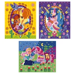 Janod Les Ateliers Du Calme - Mosaiques Poneys Et Licornes- Mosaïque, Sable Et Paillettes
