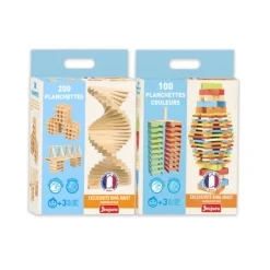 WOOD N PLAY Lot De Barils De 300 Planchettes En Bois Naturel Et Couleur- Planchettes Et Construction En Bois