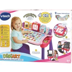 VTech Magi Bureau Interactif 4 En 1 Rose- Tableaux, Ardoises