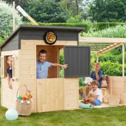 Soulet Maison En Bois Avec Pergola Santa Barbara- Cabanes Et Maisonnettes