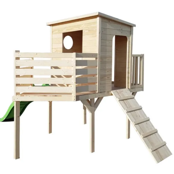 LG Distribution Maison En Bois Bateau Avec Toboggan- Cabanes Et Maisonnettes