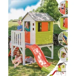 Smoby Maison Pilotis Aire De Jeux Et Toboggan- Cabanes Et Maisonnettes