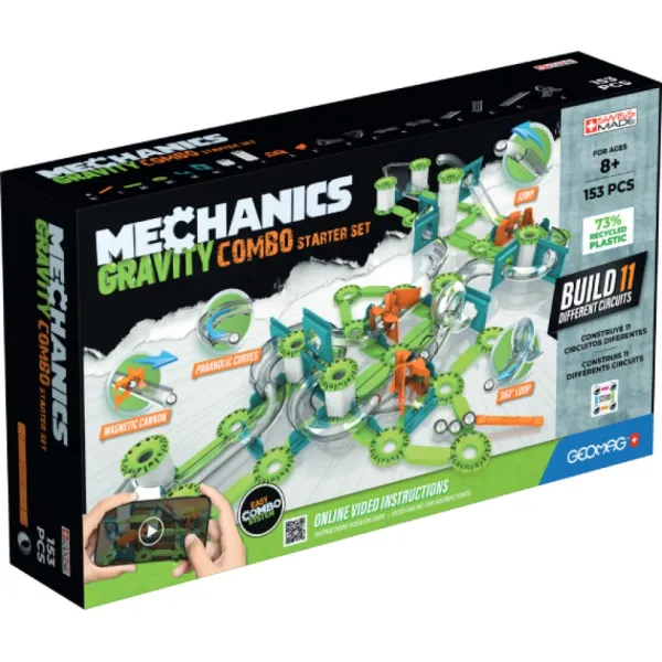 Gigamic Mechanics Gravity Combo, 153 Pieces - Geomag- Constructions Magnétiques, Billes