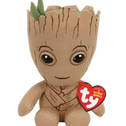 TY Peluches Super-héros Et Personnages|Peluche Beanie Babies Marvel - Groot 15 Cm