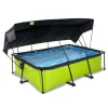 Exit Toys Piscine Lime 220 X 150 X 65 Avec Pompe Filtrante Et Voile D'Ombrage- Bouées Jeux Gonflables Et Piscines