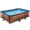 Exit Toys Piscine Rectangulaire Wood 220 X 150 X 65 Avec Pompe Filtrante- Bouées Jeux Gonflables Et Piscines