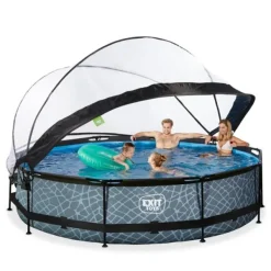 Exit Toys Piscine Stone 360 X 76 Avec Pompe Filtrante Et Dome- Bouées Jeux Gonflables Et Piscines
