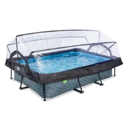 Exit Toys Piscine Stone 300 X 200 X 65 Avec Pompe Filtrante Et Dome- Bouées Jeux Gonflables Et Piscines