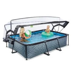 Exit Toys Piscine Stone 300 X 200 X 65 Avec Pompe Filtrante Et Dome- Bouées Jeux Gonflables Et Piscines