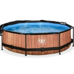 Exit Toys Piscine Wood 300 X 76 Avec Pompe Filtrante Et Voile D'Ombrage- Bouées Jeux Gonflables Et Piscines