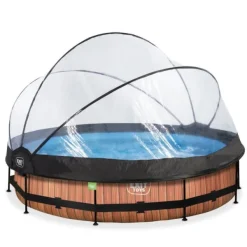 Exit Toys Piscine Wood 360 X 76 Avec Pompe Filtrante Et Dome- Bouées Jeux Gonflables Et Piscines