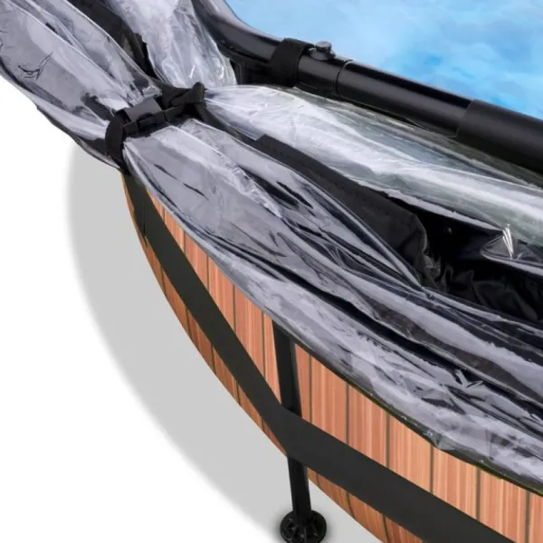 Exit Toys Piscine Wood 360 X 76 Avec Pompe Filtrante Et Dome- Bouées Jeux Gonflables Et Piscines