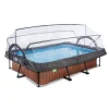 Exit Toys Piscine Wood 300 X 200 X 65 Avec Pompe Filtrante Et Dome- Bouées Jeux Gonflables Et Piscines