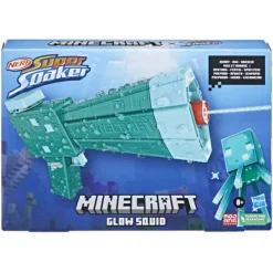 Nerf Pistolet A Eau Glow Squid - Super Soaker Minecraft- Pistolets À Eau