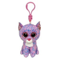 TY Porte-clés Chat Rose Et Bleu En Peluche- Porte-clés