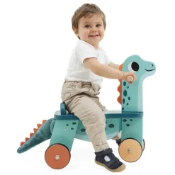 Janod Porteur Dinosaure Portosaurus En Bois- Porteurs & Jouets À Bascules