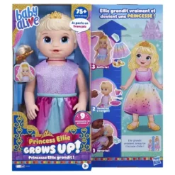 Baby Alive Poupons Interactifs|Poupee Princesse Ellie Grandit -