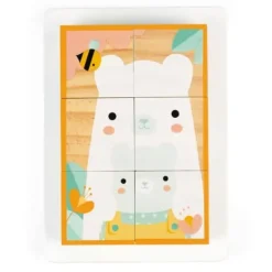 Janod Puzzle Bébé / Enfant|Puzzle 6 Cubes En Bois - Pure