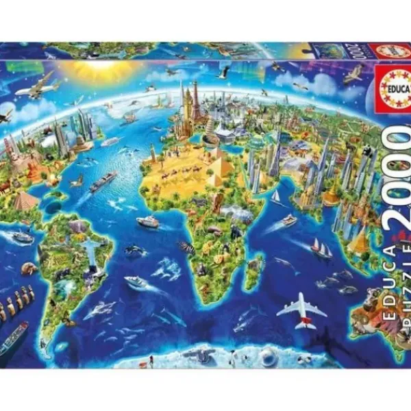Educa Puzzle 1500 À 3000 Pièces|Puzzle 2000 Pieces, Les Reperes Mondiaux