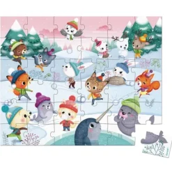 Janod Puzzle Bébé / Enfant|Puzzle Bataille De Boules De Neiges 36 Pieces