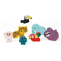 Janod Puzzle Bébé / Enfant|Puzzle Chunky En Bois - La Jungle - Partenariat Wwf®