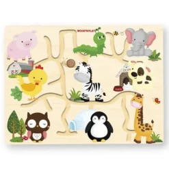 WOOD N PLAY Puzzle Bébé / Enfant|Puzzle Circuit En Bois Avec Animaux
