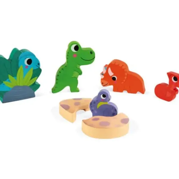 Janod Puzzles Bois|Puzzle En Bois Cache-Cache Dinosaures 6 Pieces