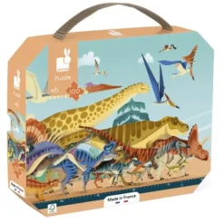 Janod Puzzles Enfants De 50 À 249 Pièces|Puzzle Panoramique Dinosaures 100 Pieces