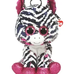 TY Peluches Porte-clés|Sac A Dos Peluche Sequins Zoey Le Zebre 30 Cm