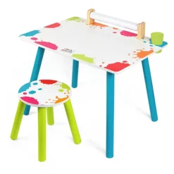 Creamania Table A Dessin Et Tabouret En Bois Avec Rouleau- Dessin Et Peinture