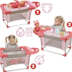LOVE BEBE Accessoires Poupons|Table A Langer Poupon 6 Accessoires - Nursery 3 En 1
