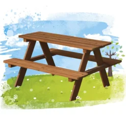 SUN and SPORT Table De Pic-Nic En Bois- Tables Et Chaises De Jardin