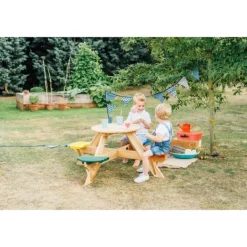 Plum Table Ronde Avec Sieges En Bois Couleurs- Tables Et Chaises De Jardin