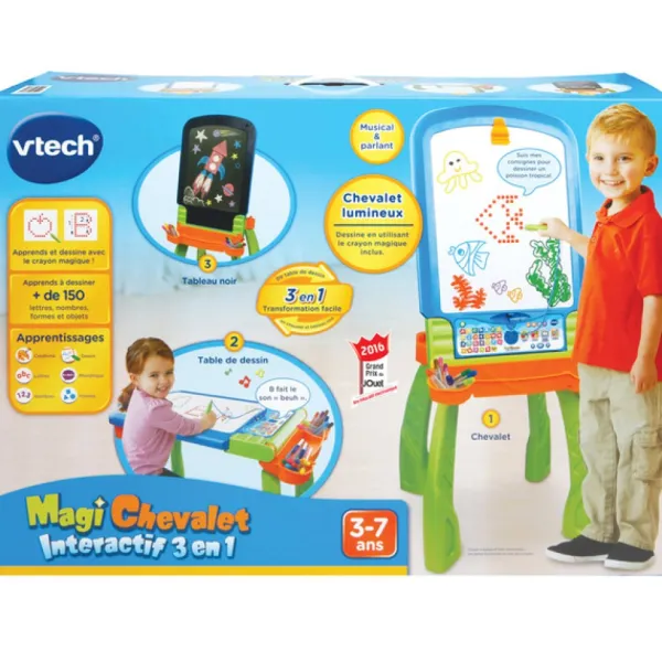 VTech Tableau Magi Chevalet Interactif 3 En 1- Tableaux, Ardoises